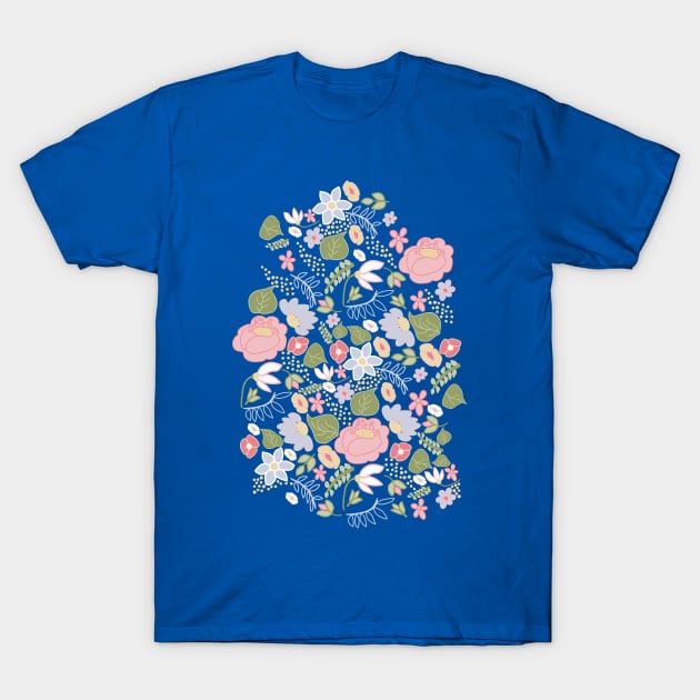 Folksy Floral single print T-Shirt by LozzieElizaDesigns